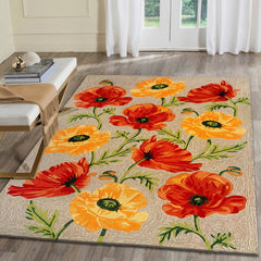 Indoor/Outdoor Area Rug, 8'3" x 11'6" with Yellow Poppy Design