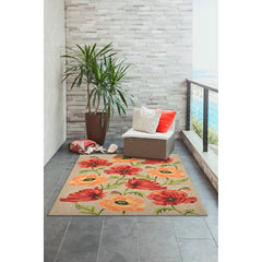 Indoor/Outdoor Area Rug, 8'3" x 11'6" with Yellow Poppy Design