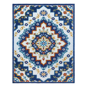 Indoor/Outdoor Area Rug, 8'9" x 13'1", Ivory and Blue