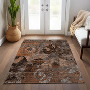 Indoor Outdoor Area Rug, 8' x 10' Polyester in Terracotta