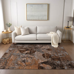 Indoor Outdoor Area Rug, 8' x 10' Polyester in Terracotta