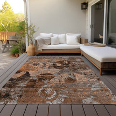 Indoor Outdoor Area Rug, 8' x 10' Polyester in Terracotta