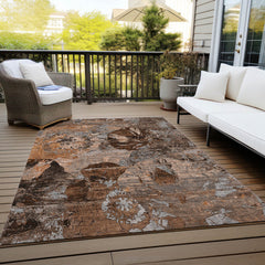 Indoor Outdoor Area Rug, 8' x 10' Polyester in Terracotta