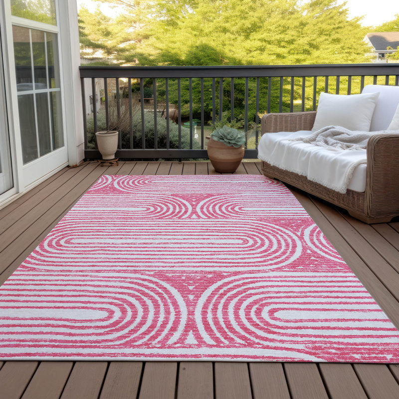 Indoor/Outdoor Area Rug, 9 ft x 12 ft, Blush Polyester
