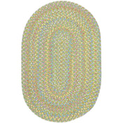 Indoor Outdoor Area Rug, Oval 8' x 11', Lime with Abstract Pattern