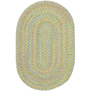 Indoor Outdoor Area Rug, Oval 8' x 11', Lime with Abstract Pattern