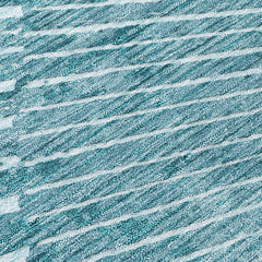 Indoor/Outdoor Area Rug, Round 8 ft in Teal with Abstract Fan Design