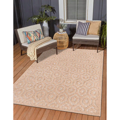 Indoor/Outdoor Area Rug, Textured Polypropylene in Beige