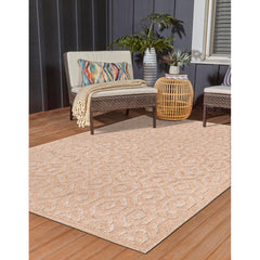 Indoor/Outdoor Area Rug, Textured Polypropylene in Beige