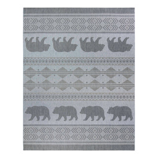 Indoor Outdoor Rug, 8'9" x 13' in Ivory and Gray