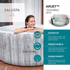 Inflatable Hot Tub, Fiji, 4-Person with Spa Seats in Gray