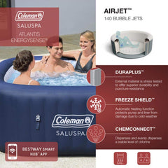 Inflatable Hot Tub, Hawaii, 6-Person with 140 Jets and Spa Seats in Blue
