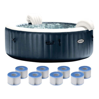 Inflatable Hot Tub, PureSpa Plus, Round 6-Person with 170 Jets in Blue/Purple
