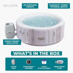 Inflatable Hot Tub, SaluSpa Cancun, Round with 120 Jets in Gray