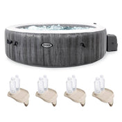 Inflatable Hot Tub Spa, PureSpa Greywood, 6-Person with 4 Drink Trays in Gray