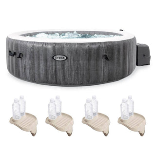 Inflatable Hot Tub Spa, PureSpa Greywood, 6-Person with 4 Drink Trays in Gray