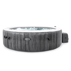 Inflatable Hot Tub Spa, PureSpa Greywood, 6-Person with 4 Drink Trays in Gray
