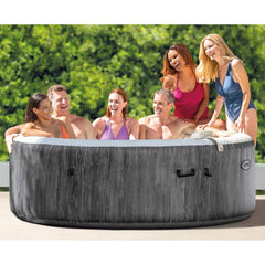 Inflatable Hot Tub Spa, PureSpa Greywood, 6-Person with 4 Drink Trays in Gray