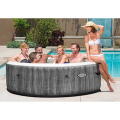 Inflatable Hot Tub Spa, PureSpa Greywood, 6-Person with 4 Drink Trays in Gray