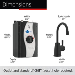 Instant Hot Water Dispenser, HOT250, Single Handle, Metal, Matte Black