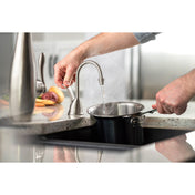 Instant Hot Water Dispenser, Wave, Gooseneck, Brass, Satin Nickel