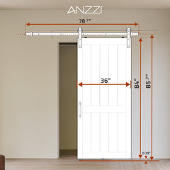 Interior Sliding Barn Door, Benagil, 36 in. x 84 in. in Pure White