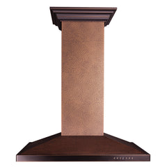 Island Mount Range Hood, Designer Series, Convertible Vent, Hand-Hammered Copper