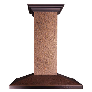 Island Mount Range Hood, Designer Series, Convertible Vent in Hand-Hammered Copper
