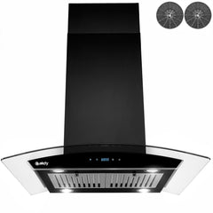 Island Range Hood, Convertible, 343 CFM, Black Painted Stainless Steel