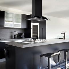 Island Range Hood, Convertible, 343 CFM, Black Painted Stainless Steel