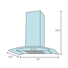Island Range Hood, Convertible, 343 CFM, Black Painted Stainless Steel