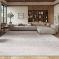 Full rug | the abstract pattern in beige and slate across the floor