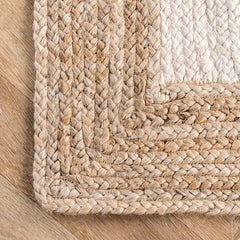 Jute Area Rug, 7'6" x 9'6" in Rectangle with Geometric Pattern
