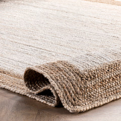 Jute Area Rug, 7'6" x 9'6" in Rectangle with Geometric Pattern