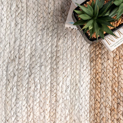 Jute Area Rug, 7'6" x 9'6" in Rectangle with Geometric Pattern