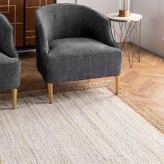 Jute Area Rug, 7'6" x 9'6" in Rectangle with Geometric Pattern