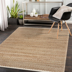 Jute Area Rug, 7'9" x 9'9" in Tan and Beige