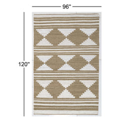 Jute Area Rug, 8' x 10' in Brown and White