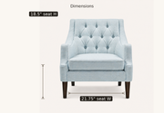 Dimensions | front view with 18.5 inch seat height and 21.75 inch seat width callouts