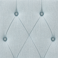 Tuft detail | pale ice-blue fabric-covered buttons and diamond seams in woven upholstery