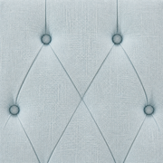 Tuft detail | pale ice-blue fabric-covered buttons and diamond seams in woven upholstery