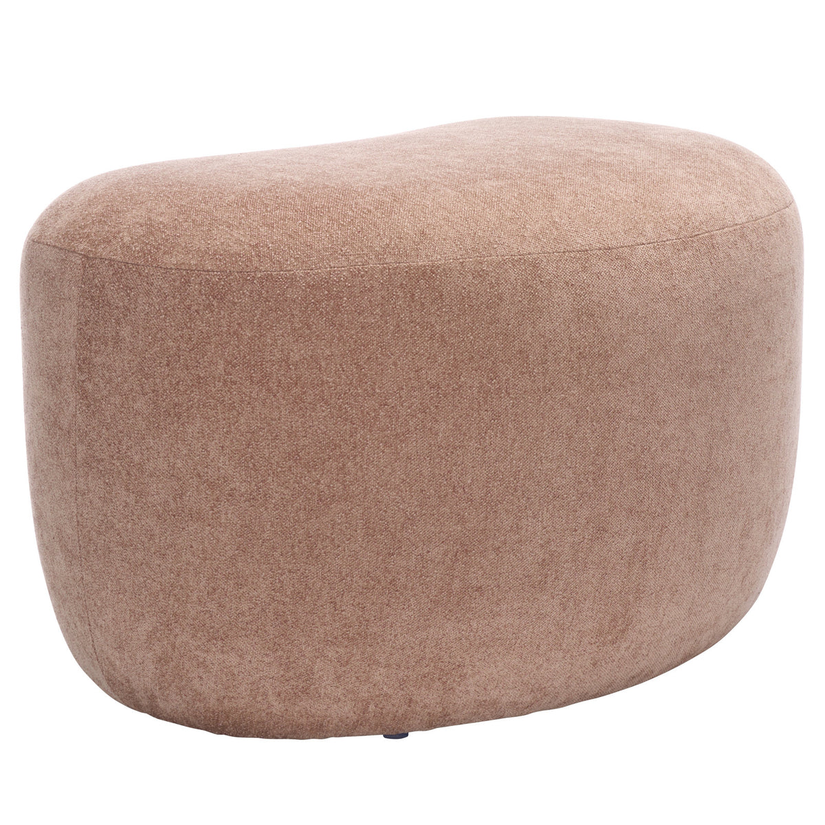 Kidney-Shaped Ottoman, Peach Linen with Wood Frame