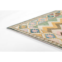 Kilim Area Rug, 8 x 11 ft with Brown, Blue and Green Wool