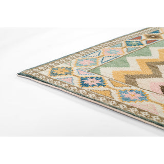Kilim Area Rug, 8 x 11 ft with Brown, Blue and Green Wool