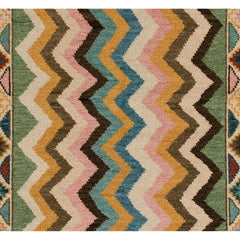 Kilim Area Rug, 8 x 11 ft with Brown, Blue and Green Wool