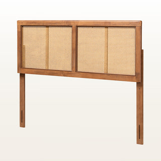 King Headboard in Rubberwood with Woven Synthetic Rattan
