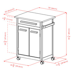 Kitchen Cart, Solid Beechwood with Natural Finish