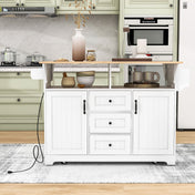 Kitchen Cart with Drop Leaf and Butcher Block Top in White