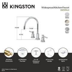Kitchen Faucet, Concord, Double-Handle 3-Hole in Polished Nickel