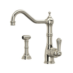 Kitchen Faucet, Edwardian, Single Handle, Side Spray, Polished Nickel
